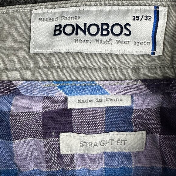 Bonobos Pants Mens 35 Straight Fit Washed Chino Gray Cotton Stretch Flat Front - Picture 4 of 7